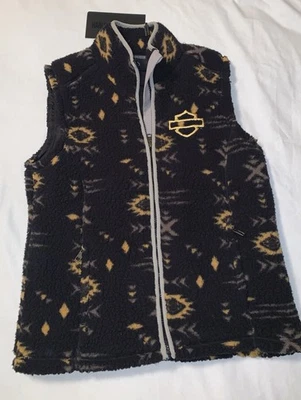 Chaleco de motociclista Harley Davidson para mujer Shift Gears Sherpa polar cremallera azteca pequeño $95 Foto 1 de 4