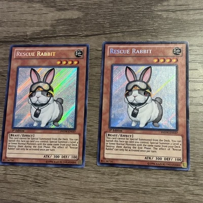 YuGiOh Rescue Rabbit #PHSW-EN037 1st Edition Secret Rare MP x2 - Image 1 of 4