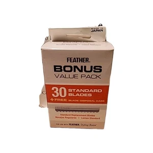Feather Bonus Value Pack 30 Standard Blades+ Disposal Case Replacement Blades - Picture 1 of 8