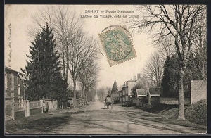 CPA Lonny, Route Nationale, Entrée du Village, Côté de Cliron 1906 - Picture 1 of 2