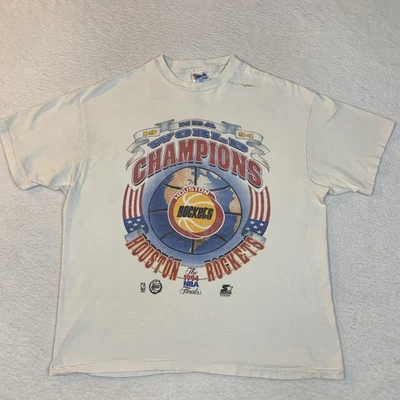 VTG Houston Rockets T Shirt Mens XL NBA World Champions 1994 Single Stitch White - Image 1 of 4