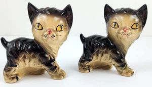 Vintage Glazed Ceramic Cats Big Eyes MCM Vintage Made in Japan 4" - Picture 1 of 8