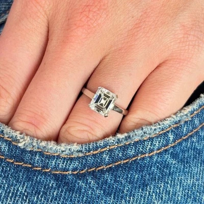 3.00Ct Asscher Cut IGI Certified Lab Grown Diamond Wedding Ring in 950 Platinum - Image 1 of 4