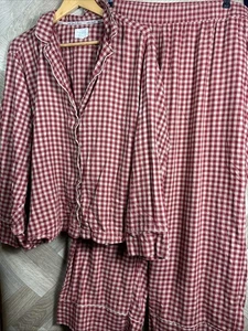NEXT Red Checked Soft Cotton Mix Pyjamas Set Long Sleeved Top & Trousers Sz 24R - Picture 1 of 22