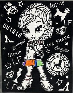 Vintage Lisa Frank School 3 Ring Binder Folder Coloring Fuzzy Felt Glamour Girl - Picture 1 of 4