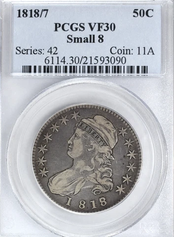 1818/7 50C Small 8 VF30 PCGS Cover