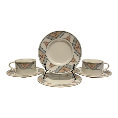 Tazas Mikasa Intaglio Santa Fe (2) tazas de té / tazas platillos de 3,5" y (4) Foto 1 de 4