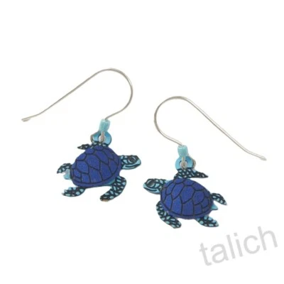 Pendientes Sienna Sky Tortuga Marina Azul Oscuro Hechos a Mano en EE. UU. Lindo Regalo Único Foto 1 de 4