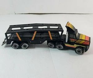 Vintage REMCO Racing 1986 Semi Car Carrier Transport Truck Toy Black 12" - Picture 1 of 9