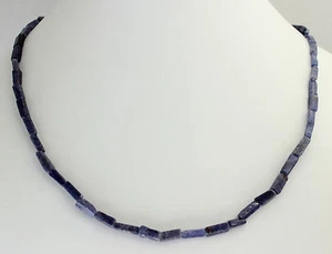Cadena de cuarzo azul cadena de piedras preciosas 45 cm de largo cuadrado collar joyería collar azul - Imagen 1 de 2