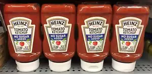 4 BOTTLES Heinz No Sugar Added Tomato Ketchup 13 oz Catsup French Fries - Picture 1 of 4