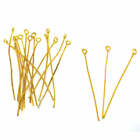 100pcs Eye Pins Gold Plated - 50mm x 0.7mm 21 Guage - Jewellery Findings  J01661