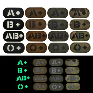 Parche de bucle de gancho tipo de sangre reflectante IR A B AB O POS emblema sujetador trasero insignia - Imagen 1 de 22