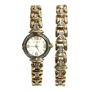 Women's Watch and Bracelet Genuine Crystals MOP Dial Elgin New - Picture 1 of 2