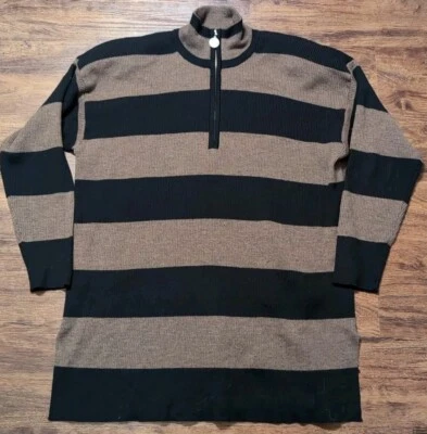 Suéter Classiques Entier 100% Lana Merino Negro Marrón Talla M Hombreras Foto 1 de 4