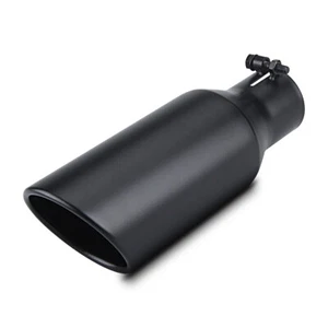 Exhaust Tip 2.5" Inlet 4" Outlet 12" Long Black Bolt On Muffler Tip For Tailpipe - Picture 1 of 9