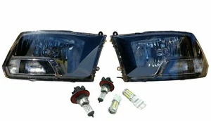 Black Headlights Lamps & Replacement Bulbs Left Right Lights for 09-18 Dodge Ram - Picture 1 of 2