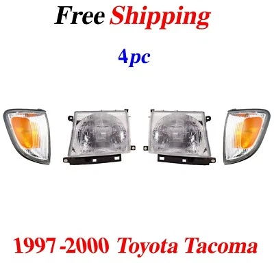 For 1997-2000 Toyota Tacoma Headlight Kit Left and Right RWD (2WD) 4pc Foto 1 de 4