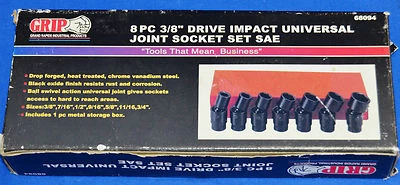 Empuñadura 8 piezas Juego de juntas universales de impacto de accionamiento de 3/8" 68094 SAE Foto 1 de 2