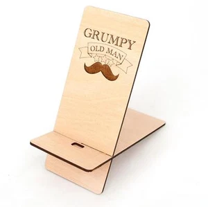 Wooden Desktop Phone Docking Station Stand - Grumpy Old Man - Made in the UK - Picture 1 of 1