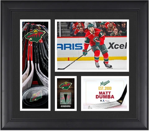 Matt Dumba Minnesota Wild Framed 15x17 Collage & Piece of GU Puck Cover