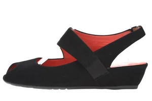 Sandalias de tacón de cuña PAS DE ROUGE Franca de gamuza negras talla 36 - Imagen 1 de 6
