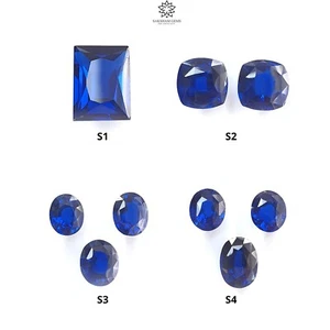 Baguette sfaccettata con pietre preziose nanositali blu, cuscini e forme ovali 1 pz, 2 pezzi, 3 pezzi - Foto 1 di 17