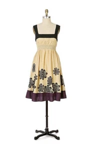 Selten! 2 Anthropologie geschmeidige Blumenapplikation Baumwolle Seide "Pagode Blütenblätter Kleid" - Bild 1 von 10