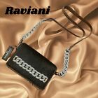 Raviani Crossbody/Shoulder Bag In Calfskin & Brown Crocodile Leather W/Crystals