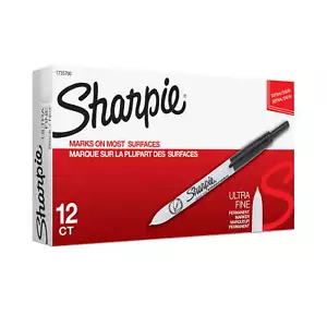 Sharpie Retractable Permanent Markers, Ultra Fine Tip, 12 Count - Picture 1 of 12