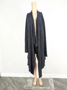 Barefoot Dreams Bamboo Chic Lite Black Asymmetrical Open Cardigan Size L/XL - Foto 1 di 8