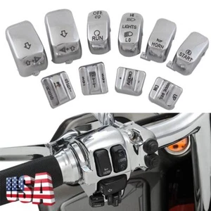 10pcs Chrome Hand Control Switch Cover Button Caps For Harley Touring FLHX FLTRX - Picture 1 of 12