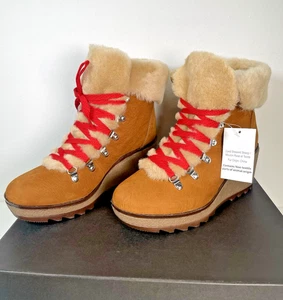 J Crew Damenstiefel nordischer Keilabsatz neu mit Etikett Fell gefüttert braun Größe 9 M Stil K2901 - Bild 1 von 11