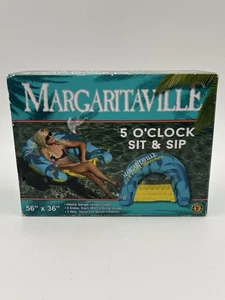 Piscina flotador Margaritaville para sentarse y beber azul y amarillo nuevo en caja - Imagen 1 de 3