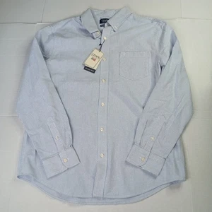 Chaps Seacoast Wash Oxford Woven Shirt Men's L Large Oxford Blue White Striped - Picture 1 of 8