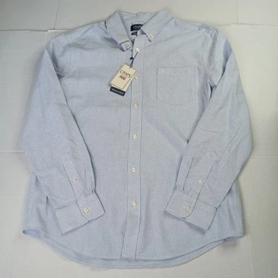 Chaps Seacoast Wash Oxford Woven Shirt Men's L Large Oxford Blue White Striped - Image 1 of 4