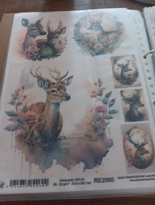 PAPEL DE ARROZ PARA SCRAPBOOKING/REVISTAS NUEVO 30X21 CM (RP928) CIERVO - Imagen 1 de 1