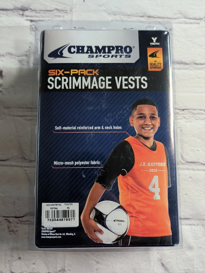 Chaleco Deportivo Marca Champro Chaleco de Malla Penny 6 Negro Azul Juvenil XL - NUEVO Foto 1 de 4