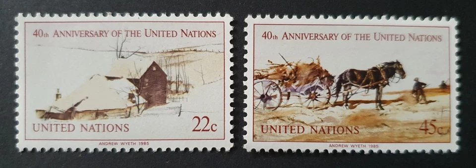 NACIONES UNIDAS 1985 UN VN NY 40 AÑOS UNO CASAS DE CABALLOS EN MUY BUEN ESTADO MNH Foto 1 de 1
