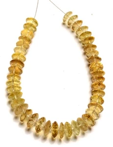Natural Lemon Quartz Gems 9 to 10 mm Size Faceted German Cut Beads 8" Strand - Picture 1 of 7