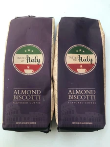 2 bags x Taste Of Italy Almond Biscotti Ground Flavored Coffee Med Roast 12oz EA - Picture 1 of 4