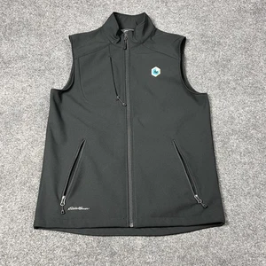 Eddie Bauer Vest Mens Medium Black Soft Shell Fleece Lined Full Zip Pockets - Picture 1 of 10