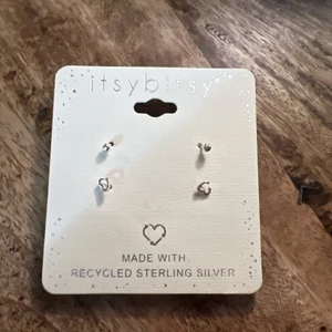 Itsy Bitsy Sterlingsilber Kugel & Herz Ohrstecker Duo Set  - Bild 1 von 4