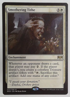MTG LIGHT PLAY Smothering Tithe Ravnica Allegiance 22/259 Regular Rare - Image 1 of 4