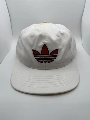 Vintage Adidas Hat Mens Snapback White Red Cap Trefoil Blockhead Spell Out 90s - Image 1 of 4