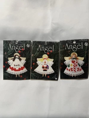 ANGEL CROSS STITCH Clothespin Christmas Ornament Kits Lot 3 , Joy, Santa, Candy - Image 1 of 2