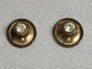 Vintage Gold gefüllt farblose Steine Kragen Knopf oder Manschettenknöpfe Paar - Bild 1 von 4