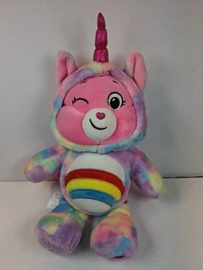 Felpa con cappuccio Care Bears Cheer Bear Unicorno peluche 12" amici collezionisti rosa arcobaleno - Foto 1 di 6
