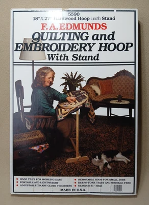 Aro de madera dura F. A. Edmunds 18"x27" soporte acolchado y bordado aro 31" de alto Foto 1 de 4