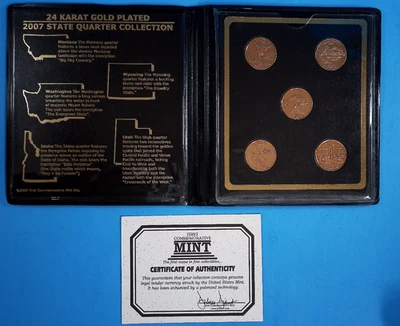 First Commemorative Mint 24 Karat Gold Plated 2007 State Quarter Collection - Image 1 of 4